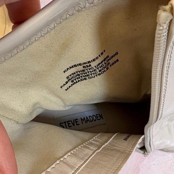 Steve Madden Glossy Cream Heeled Boots - Picture 6 of 6